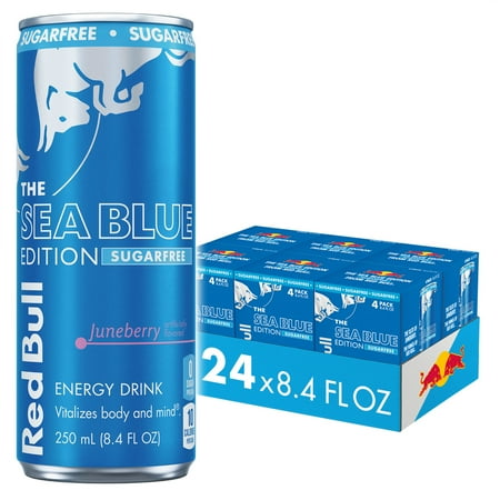 Red Bull Sea Blue Edition Sugarfree Energy Drink, Juneberry, 8.4 fl. oz., 6 x 4 Cans