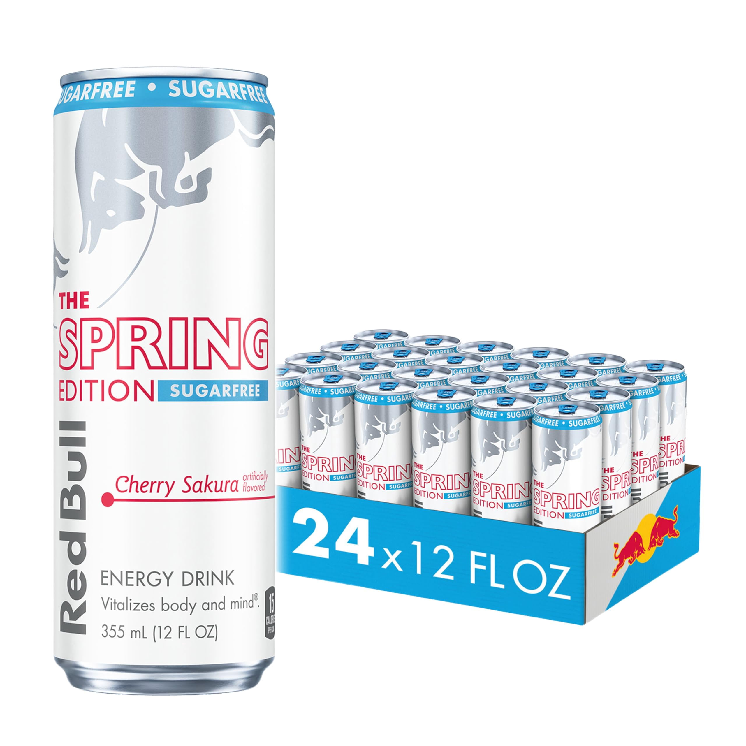 Red Bull Spring Edition Sugarfree Energy Drink, Cherry Sakura, 114mg Caffeine, Taurine & B Vitamins, 12oz. Pack of 24 Cans