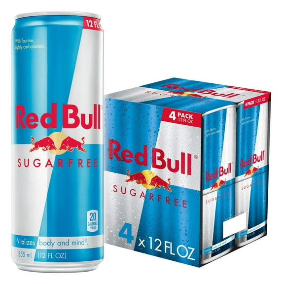 Red Bull Sugarfree Energy Drink, 114mg Caffeine, 12 fl. oz., Pack of 4 Cans