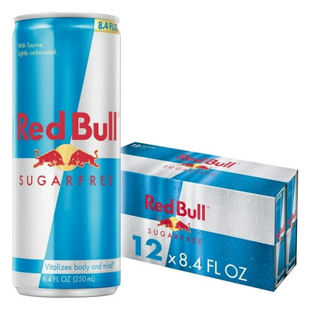 Red Bull Sugarfree Energy Drink, 80mg Caffeine, 8.4 fl. oz., Pack of 12 Cans