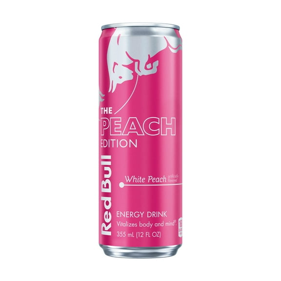 Red Bull Peach Edition Energy Drink, White Peach, 12 fl. oz. Can, 114mg Caffeine