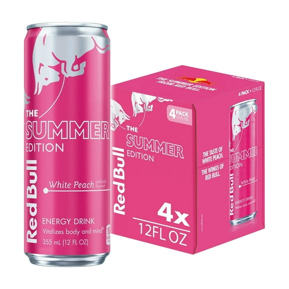 Red Bull Summer Edition Energy Drink,  White Peach,  12 fl. oz.,  Pack of 4 ( 3 pack )