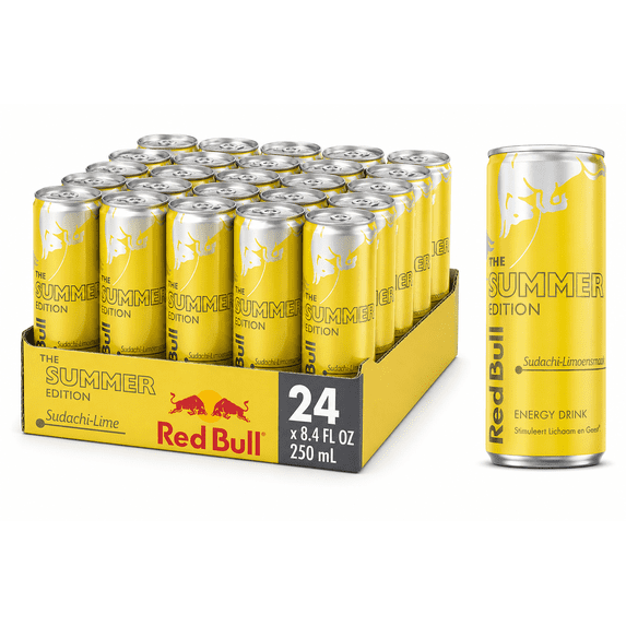 Red Bull Summer Edition Sudachi Lime Energy Drink, 8.4 fl oz Cans (Pack of 24) – Limited Edition Citrus Flavor, Caffeine Boost Beverage