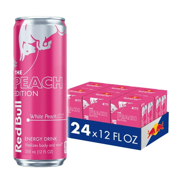 Red Bull Peach Edition Energy Drink,  White Peach,  12 fl. oz.,  6 x 4 Cans