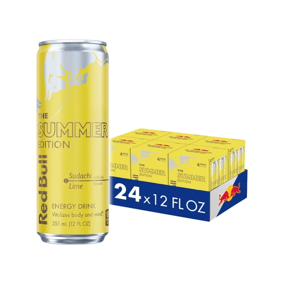 Red Bull Summer Edition Energy Drink,  Sudachi Lime,  12 fl. oz.,  6 x 4 Cans