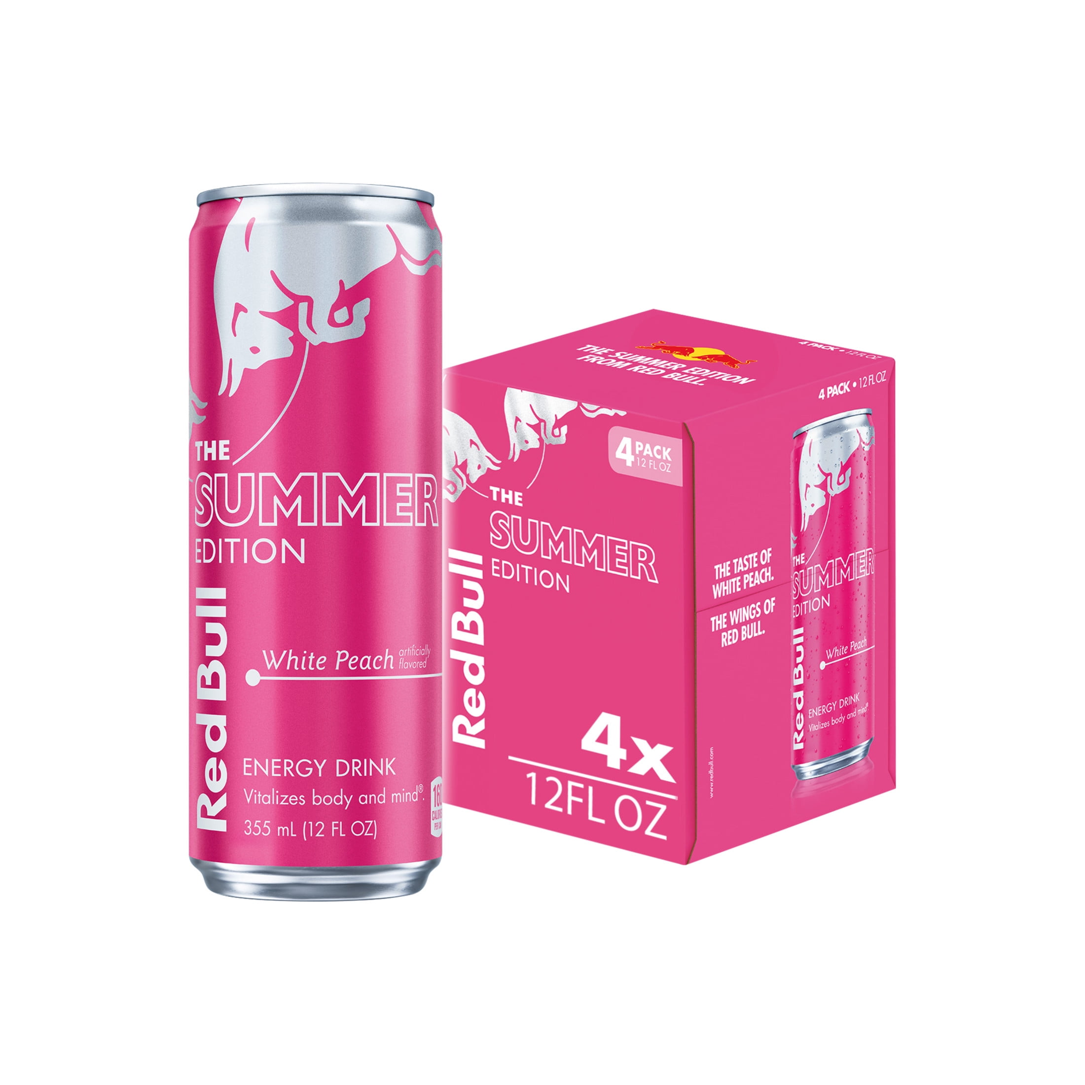 Red Bull Summer Edition Energy Drink,  White Peach,  12 fl. oz.,  Pack of 4