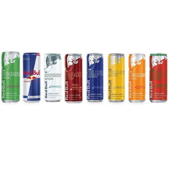 Red Bull Variety Pack 8.4 ounce : Red, Peach, Yellow, Blue, Original, Amber - Pack of 24
