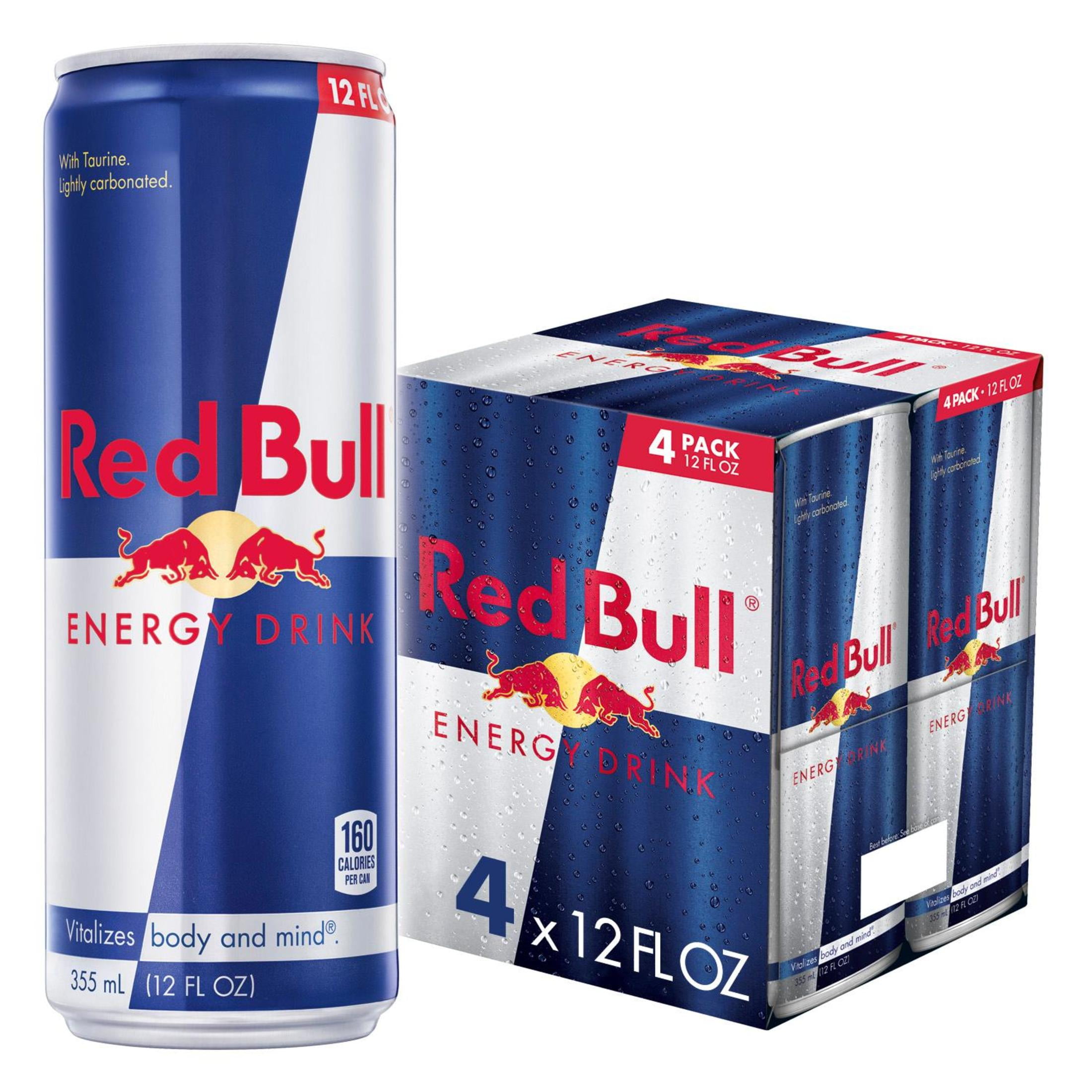 Red Bull Energy Beverage, 12 fl oz, 4 Pack Cans