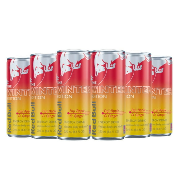 Red Bull Winter Edition Energy Drink, Fuji Apple & Ginger,, 8.4 fl. oz. Can, 80mg Caffeine, Pack of 6 Cans