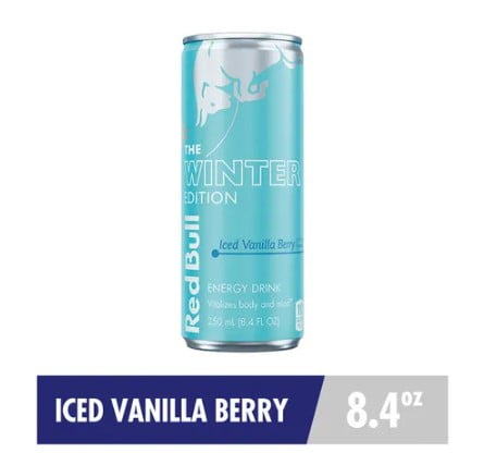 Red Bull Winter Edition Energy Drink, Iced Vanilla Berry, 8.4 fl.oz. can, Pack of 8 cans, with 80mg Caffeine, Taurine & B Vitamins