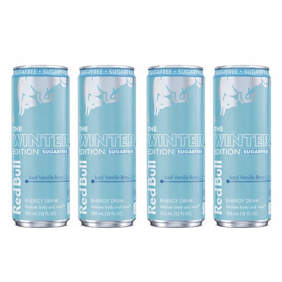 Red Bull Winter Edition Energy Drink Iced Vanilla Berry Sugar Free 4 Pack 12 fl oz