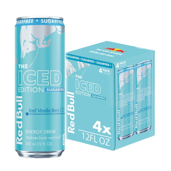 Red Bull Iced Edition Sugarfree Energy Drink,  Iced Vanilla Berry,  12 fl. oz.,  Pack of 4 cans