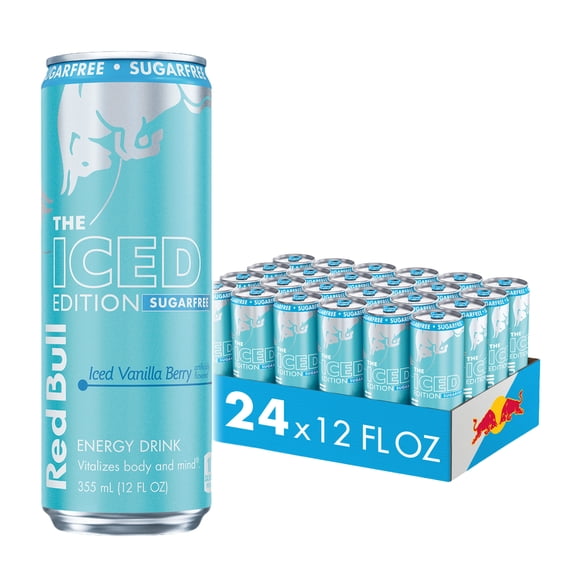 Red Bull Iced Edition Sugarfree Energy Drink, Iced Vanilla Berry, 12 fl. oz., Case of 24 cans