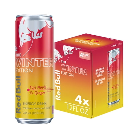 Red Bull Winter Edition Energy Drink, Fuji Apple & Ginger, 12 fl. oz. Can, Pack of 4