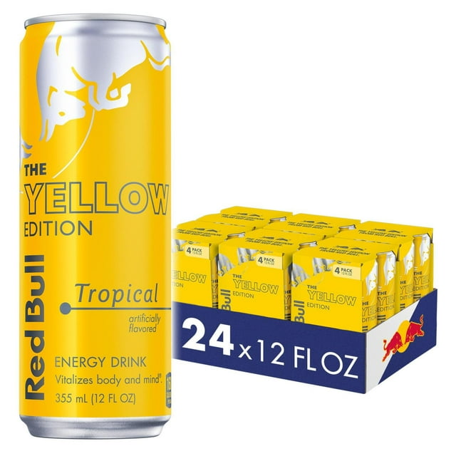 Red Bull Yellow Edition Tropical Energy Drink, 12 fl oz, 6 Packs of 4 Cans