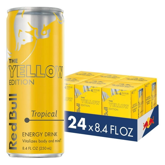Red Bull Yellow Edition Tropical Energy Drink, 8.4 fl. oz., 6 Packs of 4 Cans