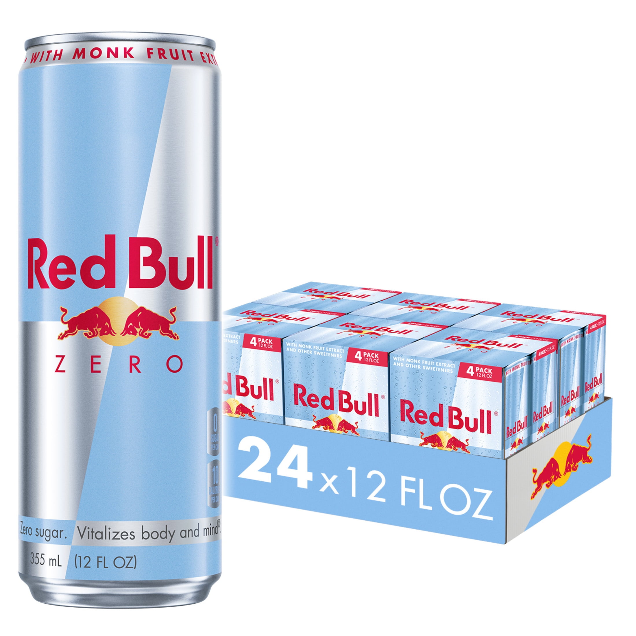 Red Bull Zero Energy Drink, 12 fl. oz., 6 x 4 Cans,  114mg Caffeine, Taurine& BVitamins