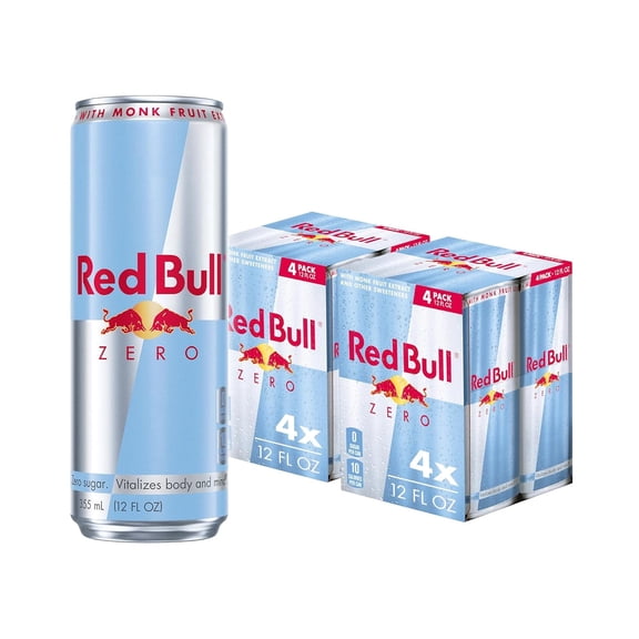 Red Bull Zero Energy Drink, 12 fl. oz., Pack of 8 Cans, 114mg Caffeine,Taurine& BVitamins