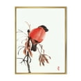 thumbnail image 1 of Red Bullfinch Bird Sitting On A Branch 24 in x 32 in Framed Painting Canvas Art Print, by Designart, 1 of 5