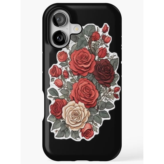 Red, Burgundy and Cream Rose Bouquet Tough Phone Case, Dual-Layer ...