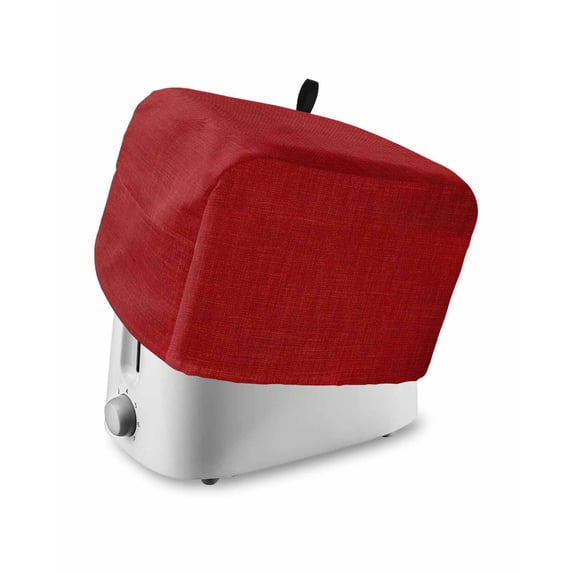 Red Burlap Texture Small Toaster Cover 2 Slice, Kitchen Appliance Covers, Farmhouse Vintage Red Toaster Oven Cover with Loop, Bread Machine Cover Polyester Dust Cover Protection