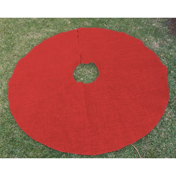 Burlap Fabrics Red Burlap Tree Skirt - 60 Inch Diameter Rustic Christmas Holiday Decor