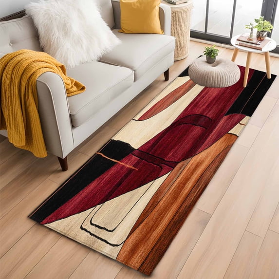 Red Burnt Orange Kitchen Runner Rug 2x6 Washable Runners for Hallway Non Slip Geometric Boho Modern Abstract Large Area Rug Indoor Floor Carpet for Bathroom Laundry Entryway Bedroom Living Room