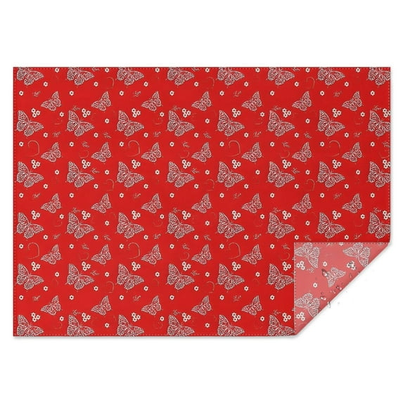 Red Butterfly Heart Flower Pattern Rectangle Tablecloth 60"x84",Waterproof Polyester Rectangle Table Cloth, Wipeable Spillproof Polyester Tablecloth for Dining, Camping, Indoor and Outdoor