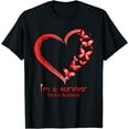 thumbnail image 1 of Red Butterfly Heart I'm A Survivor Stroke Awareness T-Shirt, 1 of 4