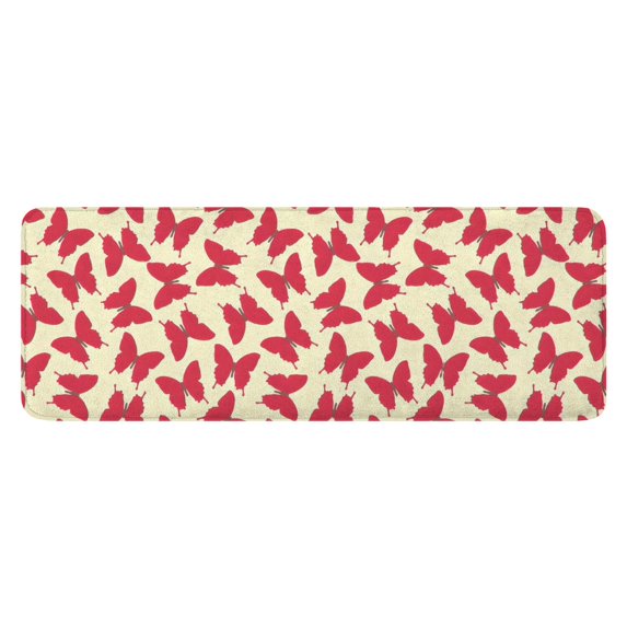Red Butterfly Red Silhouette Pattern Kitchen Rug Mat,Kitchen Runner Rugs Non Skid Washable,Decorative Kitchen Floor Mats for Kitchen,Sink,Laundry,17"x47.2"