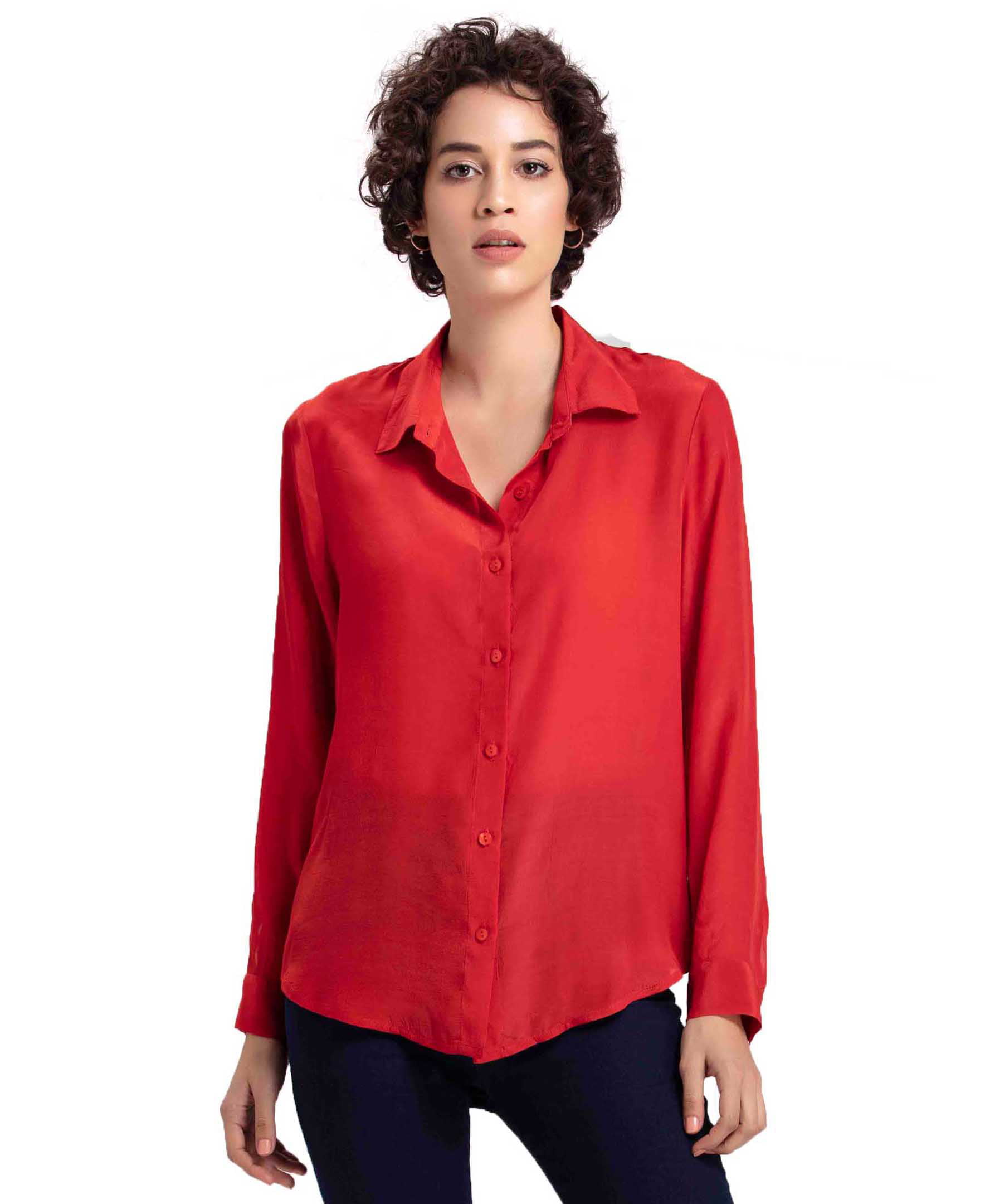 womens red dress shirt