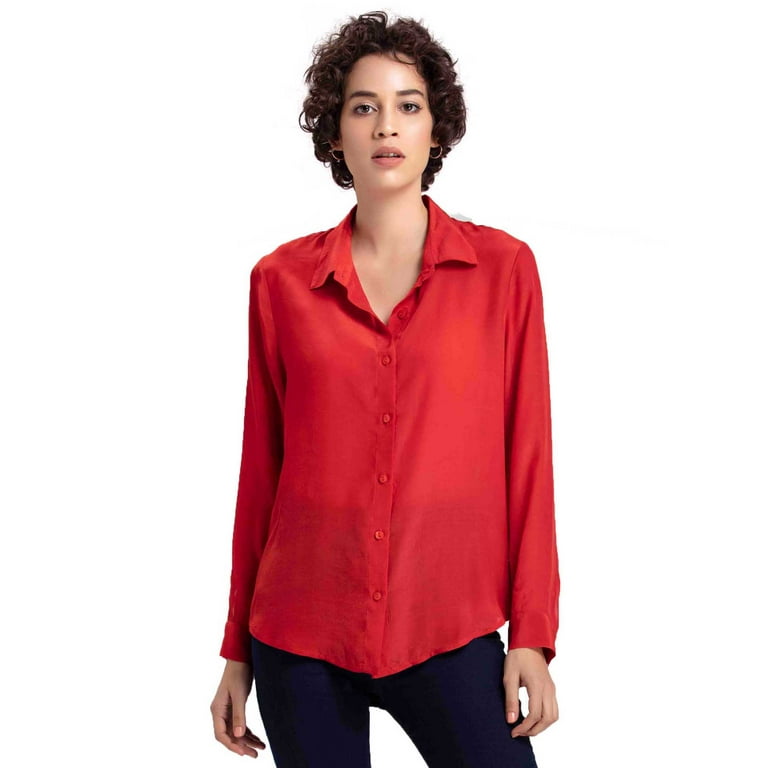 Red button up on sale shirt dress