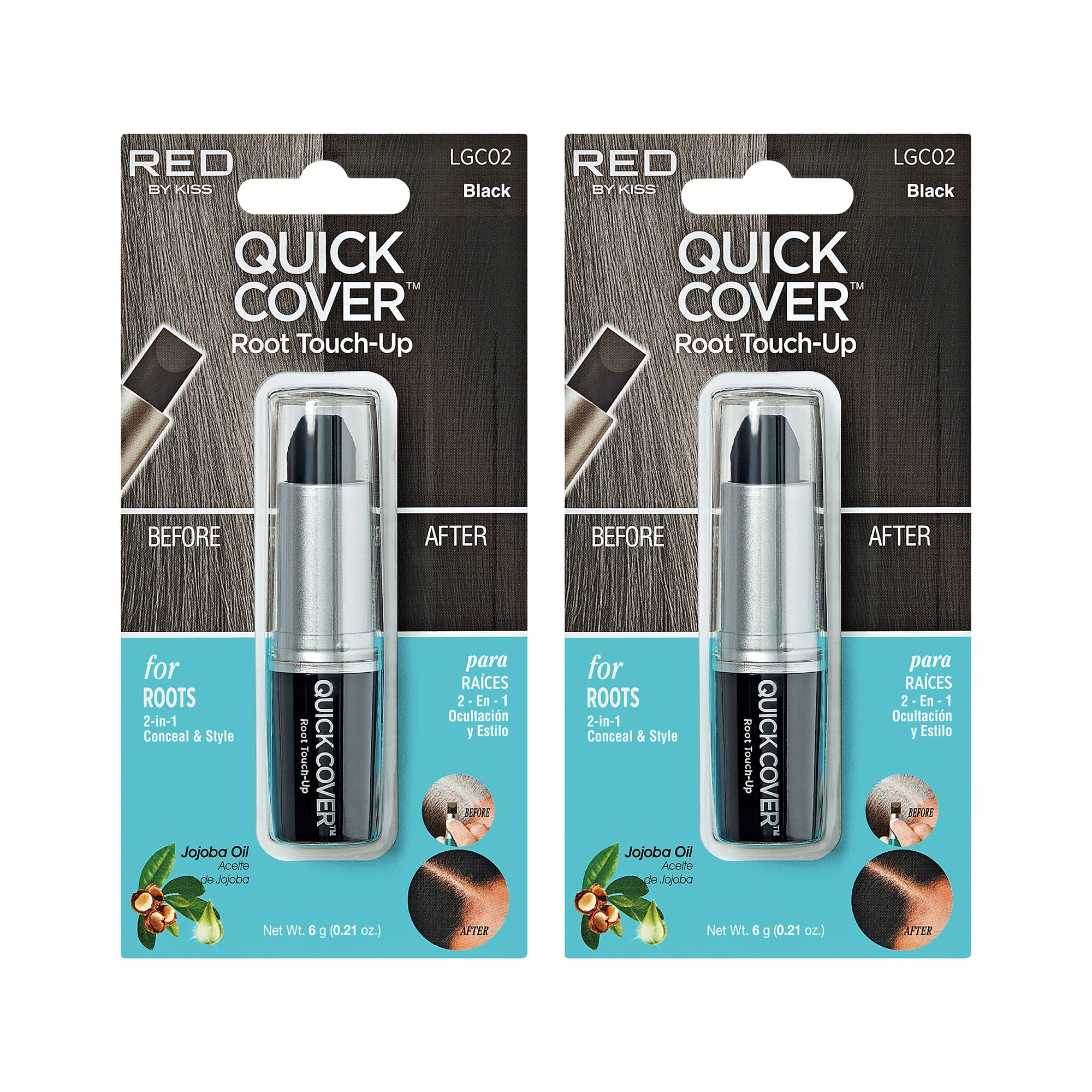 Red By Kiss Quick Cover Root Touch Up Stick Type 2Pcs WaterResistant