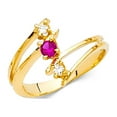 thumbnail image 1 of Red CZ Fashion Ring Solid 14k Yellow Gold Curve Band Semanario Style Polished Finish Fancy, Size 8.5, 1 of 1