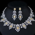 thumbnail image 1 of Red CZ Square Tassel Drop Necklace Earrings Set Bridal Pageant Wedding Jewelry, 1 of 8