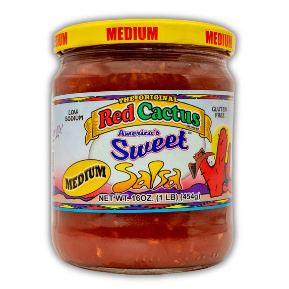 Red Cactus America's Sweet Medium Salsa, 16 oz Jar – Chunky, Lightly Sweet, Shelf-Stable Salsa with Balanced Flavor