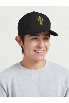 Red Cactus Christmas Tree Baseball Hat, Desert Holiday Character Graphic Design, Classic Cap