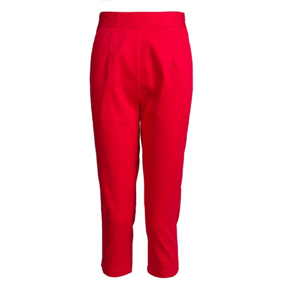 Red Calf-Length Casual Pencil Pants For Women
