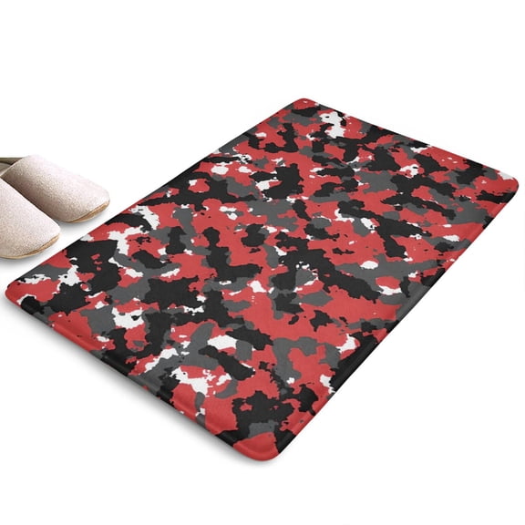 Red Camo Digital Pixel Pattern Flannel Non Slip Door Rugs,Washable Door Mats Indoor,Decorative Door Mats,Dirt-Resistant and Absorbent Doormat for Entrance,Bedroom,Kitchen,Bathroom,23.5x16in(60x40cm)