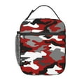 thumbnail image 1 of Red Camo Pattern Portable Lunch Bag Reusable Insulated Tote Box Leakproof Thermal Cooler For Office Work Shopping Picnic Camping Or Travel, 1 of 7