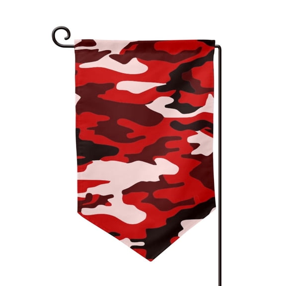 Red Camouflage Garden Flag Double Sided Small Flag Yard Home Decorative Flags Banner 12.5 x 18 Inch Sharp Corner