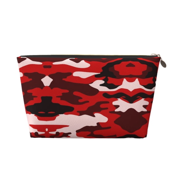 Red Camouflage Travel Handbag Leather Purse Organizer Tidy Bag Purse Toiletry Clutch For Women