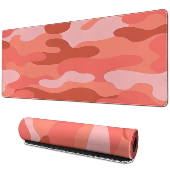 Red Camouflage mousepad Gamingwaterproofwashable for Office Home Work Gaminggaming Mouse PadRubber Base Mousepad with Stitched Edges 31.5x11.8inches