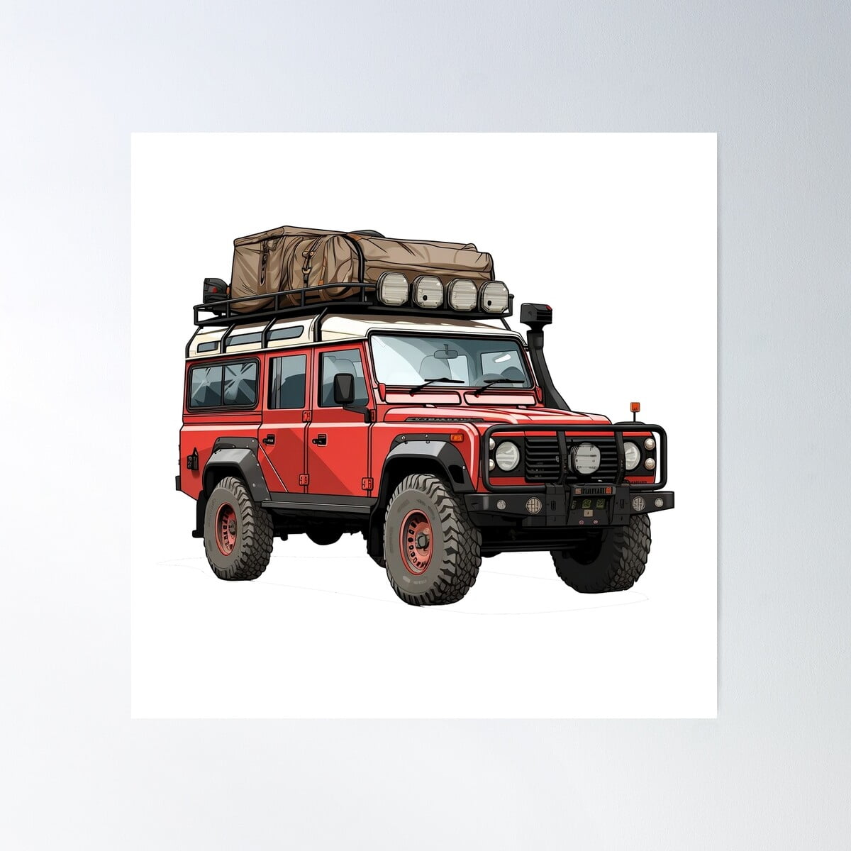 Red Camping Rig 4X4 Vehicle - Digital Art - Outdoor Sticker Series 1 ...