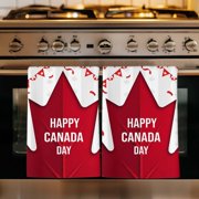 Red Canada Day Kitchen Towels Set of 1, Modern Abstract Art Leaves Absorbent Dish Towels for Kitchen, Microfiber Hand Towel, Quick Drying Tea Towel for Cleaning Decorative Dishcloths