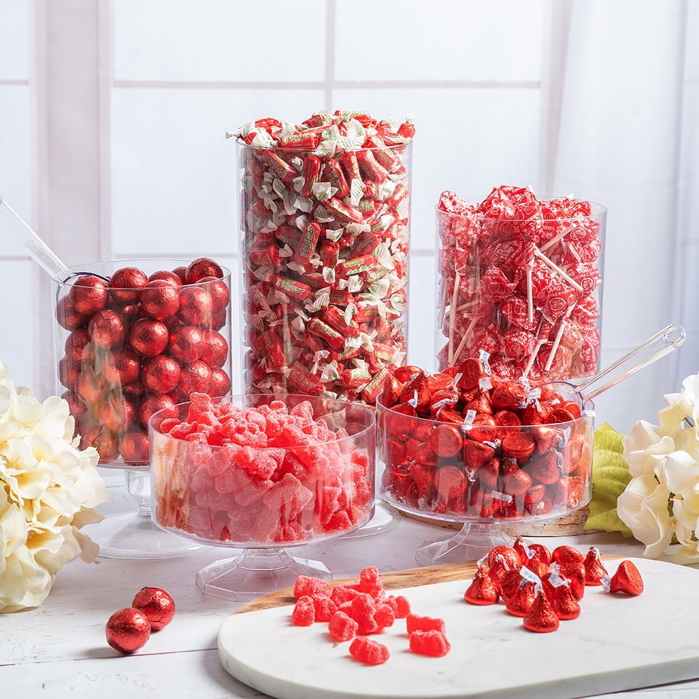 Red Candy Buffet - Includes Hershey's Kisses, Candy Coated Popcorn, Lollipops \u0026 More - Red Graduation Candy Buffet