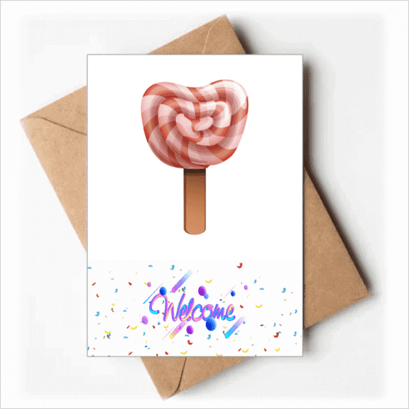 Red Candy Ice Popsicles Welcome Back Greeting Cards Envelopes Blank