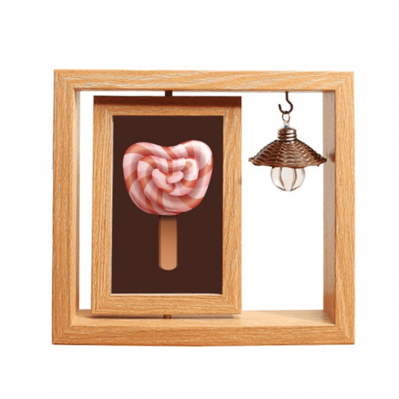 Red Candy Ice Popsicles Wooden Rotating Picture Photo Frame 4x6