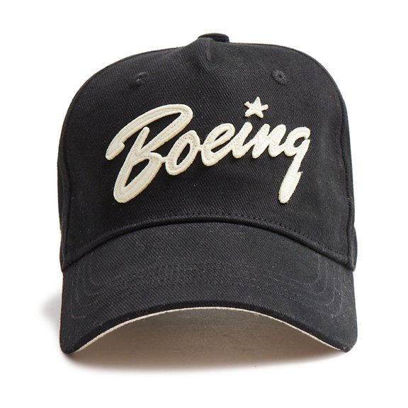 Red Canoe Boeing Applique Cap Black - Adult Size