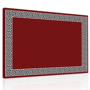 Red Canvas Print Wall Art, Greek Chinese Style Border Geometric Wall Decor Modern Artwork Paintings Pictures for Living Room Framed and Stretched Ready to Hang, 24" x 32"